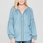 Knox Rose  Chambray Boho Top Balloon Sleeves M Photo 1