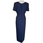 R & M Richards Vintage Navy Beaded Back Accent Mother of the Bride Dress Gown 8P Photo 3
