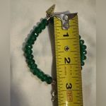 Erimish  Rose Gold Tone Enameled Cactus Green Jadeite Real Stone Stretch Bracelet Photo 4