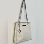DKNY Ivory Ostrich Embossed Leather Chain Strap Shoulder Bag Photo 3