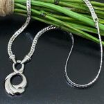 infinity Vintage NAPIER O-Ring Drop Pendant Shiny Snake Chain Silver Necklace Photo 0