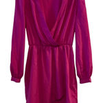 Honey Punch Womens X Small Pink Long Sleeve Surplice V Neck Ruched Waist Dress Photo 0