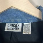 Chico's Denim Jacket Womens L Boho Patchwork Retro Western Hippie Funky Quirky Photo 3