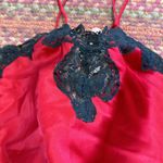 Victoria's Secret VTG  RED SATIN BLACK LACE CAMI BLOUSE Photo 3