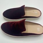 BP . Monika Sz 7.5 Mules Wine Velvet Platform Slip On Shoes Photo 2