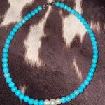 Handmade Beaded Choker Necklace Blue Photo 0