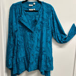 LOGO By Lori Goldstein Teal Textured Blouse Photo 0