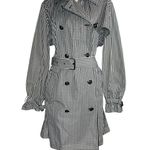 NWOT LRL Ralph Lauren Large Double Breasted Gingham Trench Coat Long Jacket Black Photo 0