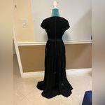 JO Brand Black Boho Maxi Dress – Deep V Neck, Cap Sleeve, Tiered Skirt – Size L Size L Photo 2