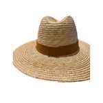 GIGI PIP Isla Straw Fedora Hat Wide Brim Boho Summer Tan Photo 3
