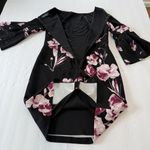 Ralph Lauren  Pink Purple Floral Black 3/4 Bell Sleeve Stretch Crepe Dress Size 2 Photo 7