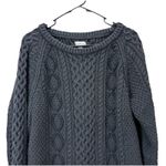 LL Bean Gray Fisherman Cable Tunic Cotton Pullover Crew Neck Sweater LARGE Photo 5