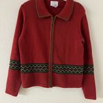 Christopher & Banks  Red Sweater with Green Trim Photo 0
