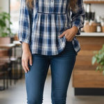 Wrangler Tunic Top Womens XXL Blue Plaid Long Sleeve Boho Country Western Casual Photo 0