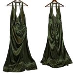 David's Bridal Galina Signature Charmeuse Halter Dress Green Photo 2