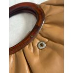 Vintage Tan Smooth Leather Stocko Clutch Purse Handbag Bakelite Lucite Handles Photo 5