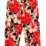 Denim And Co Womens Pullup Pants‎ Size XL Beach Sea Floral Print Cotton Wide Leg Red Photo 0