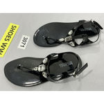 Michael Kors Womans Black Rhinestone Accent Thong Sling Back Flat Sandals 6 M Photo 2