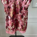 Vintage Y2K Floral Satin Camo Tank Lace Trim Mauve Pink Burgundy M Size M Photo 3