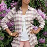 Soft Surroundings  Carreaux Shirt Womens Sz 1X Multi Plaid Cotton Top Back Tie Photo 0