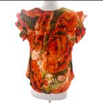 Marie Oliver  silk blend floral ruffle blouse sz S Photo 1