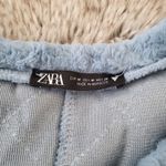 ZARA Textured Furry Crop Top Crewneck Sweatshirt Blue Size Medium Photo 1