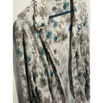 Cabernet Floral Teal Lightweight Cardigan 3X‎ Sweatshirt Ruffle Trim White Beige Photo 2