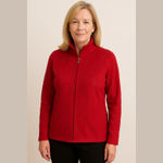 Spa By Chico's‎ Sweatshirt Woman's Small Red Beaded Stripes Full Zip Athletic Photo 1