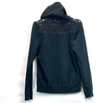 BCBGMAXAZRIA Vintage Women’s Zip Up Hoodie Jacket Rhinestones Crochet Boho Sz M Photo 4