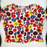 Vintage Polka Dot Zip Front Cap Sleeve Top Size M Photo 0