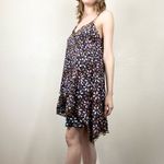 Free People Navy Floral Print Asymmetric Layered Mini Dress Photo 2