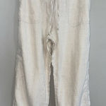 Liz Claiborne Lizwear By 100% Linen Cropped Pants Sz 12 Beige Cream Pockets Photo 0