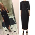 Amanda Uprichard Black Faux Wrap Midi Dress Women’s 1X | Classic Elegant LBD Photo 14