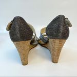 Stuart Weitzman Wedge Sandals Gold Metallic Sparkle Size 8 Photo 4