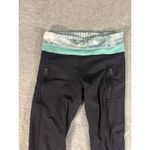 Lululemon  Inspire Mesh Black midrise cropped Legging Floral band waist womens 4‎ Photo 3