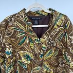 Scott Taylor Silk Blend Tropical Print Blouse 2X Plus Button Front Brown Photo 1