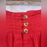 Mille resort and travel coral smocked waist button front midi skirt size medium Red Photo 4