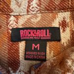 ROCK & ROLL Denim Women’s Southwestern Print Jacquard Shacket Medium Tan Brown Photo 9