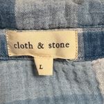 Cloth & Stone  Cotton Gauze Blue White Plaid Sleeveless‎ Dress Pockets Large Photo 3