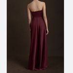 BHLDN  Anthropologie Elsie Straight Neck Satin A-Line Gown Burgundy Berry Photo 8