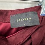 Storia  Mini Skirt Suede Faux Wrap Bow Mini Skirt Burgundy Size Small Photo 2