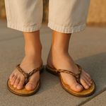 JCREW Woven Braided Bamboo Summer FLIP FLOPS Sandals Shoes ~ Women's 9 Brown Photo 0
