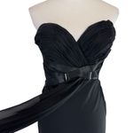 La Femme  Black Strapless Evening Gown Maxi Dress 2 Cross Back Formal Pageant Photo 5