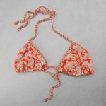 Endless Sun Orange Floral Triangle Tie Beach Bikini Bralette Swim Top S Small Photo 0