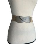 Vintage 80s Elasticized Taupe Fashion Waist Belt Size S Brown Photo 0