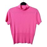 pinko bubblegum barbie pink ribbed knit mock neck short sleeve sweater top Size L Photo 0