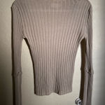 Moussy Vintage Wide Rib Crewneck‎ Knit Sweater Sz XS in tan semi sheer Photo 0