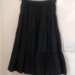 Vintage Black denim (100% Cotton) tiered maxi skirt elastic waist & belt loops Photo 0