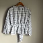 Sundance Dora Windowpane Check Gauze Wrap Top Billowy Balloon Sleeves Merium Photo 2