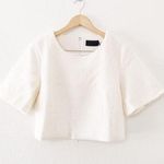 Line and Dot Revolve  Cream/Ivory Wool Blend Crop Short sleeve Sweater  Photo 0